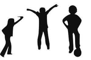 Silhouettes of children playing/exercising